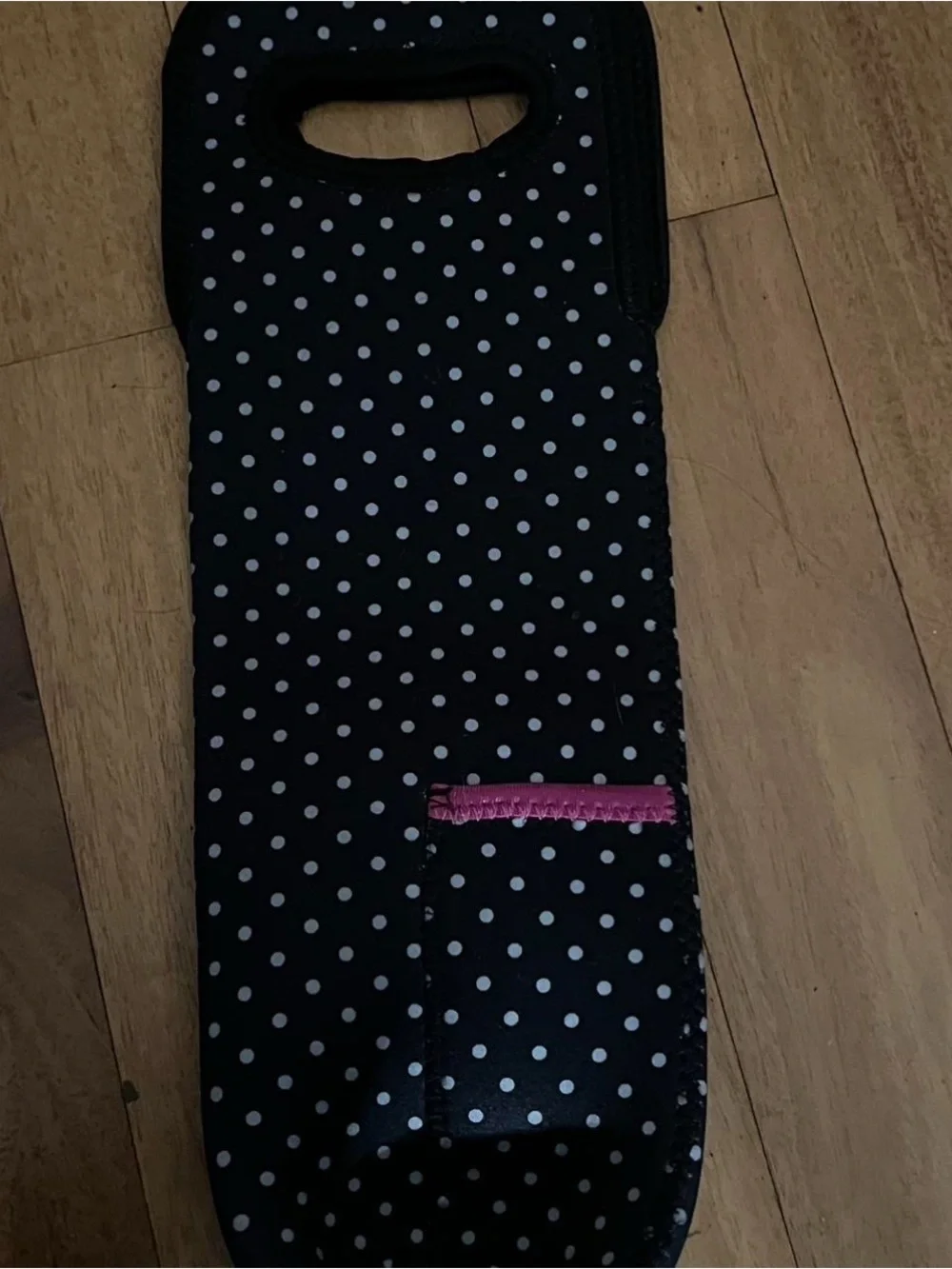 Polka Dot Neoprene Wine Tote with Pink Heart Accent